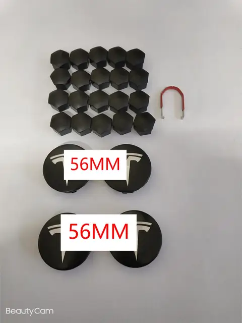 56MM 4PCS 25PCS 29PCS Wheel Center Hub Caps for T-es la Model 3/SX Y Center Cap Set & Wheel Lug Nut Cover Kit T esla Decorations 25PCS Black