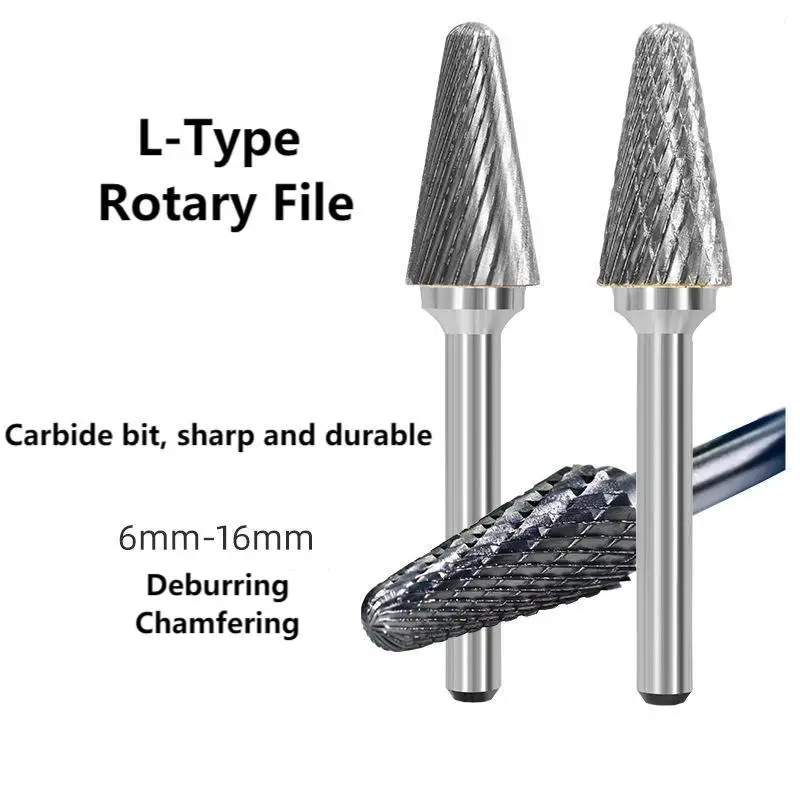 LType Head Tungsten Carbide Alloy Rotary File Tool Single Groove Point Burr Die Grinder Abrasive Tools Drill Milling Carving Bit