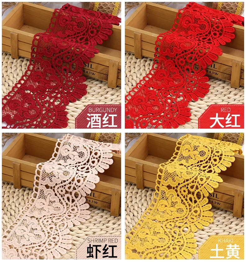할로우 아웃 꽃 자수 레이스 리본, DIY 의류 재봉 원단, 폭 10cm, 블랙 화이트, 수제 공예, 레이스 테이프, 2m