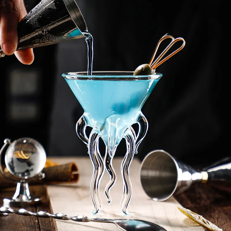 Transparent Blue Martini Glass