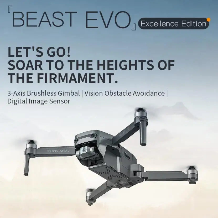 SG906 MAX3 BEAST EVO GPS 4KM FPV con fotocamera EIS 4K 3-Axis Brushless Gimbal Vision evitamento ostacoli RC Drone Quadcopter RTF