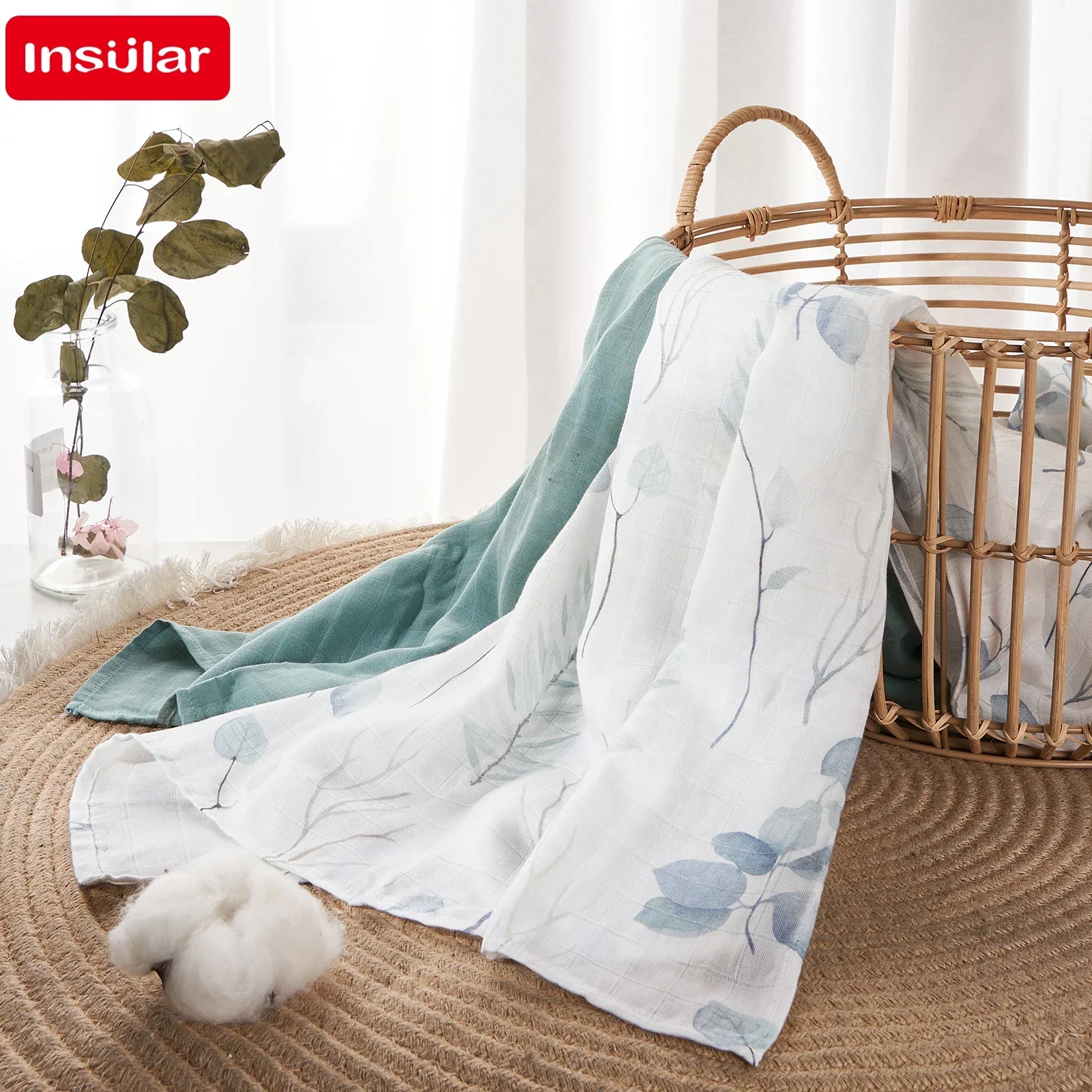 120*120cm Muslin 70% Bamboo Baby Blanket Soft Newborn Blankets 2 Layers Bath Gauze Infant Swaddle Wrap Sleepsack Stroller Cover 2
