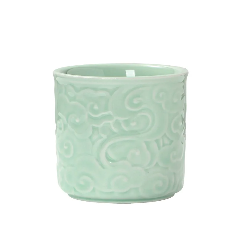 Celadon relief master cup Kung fu tea cup drinking tea cup household simple single cup