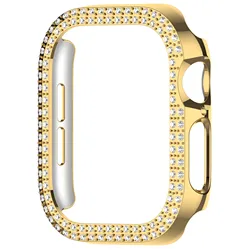 Glamorous Double Diamond Crystal Protective Bumper Case for Apple Watch 10 42mm (Gold)