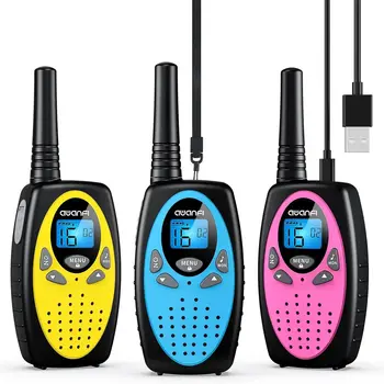 AWANFI Walkie Talkies Rechargeable 3 Pack for Kids Adults, 2 Way Radios with 1200 mAh Li-ion Battery, 22 Channels for Outdoor 1