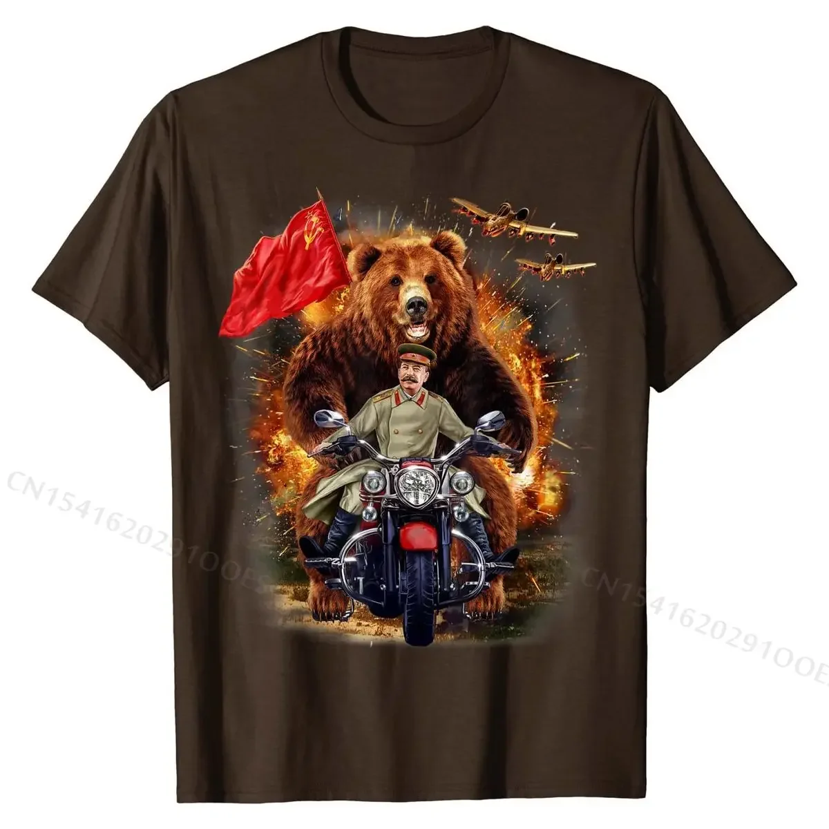 T-Shirt, Grizzly  and Soviet Stalin in Epic Battle T Shirts for Men Summer Tops Shirt Prevalent Printed Cotton