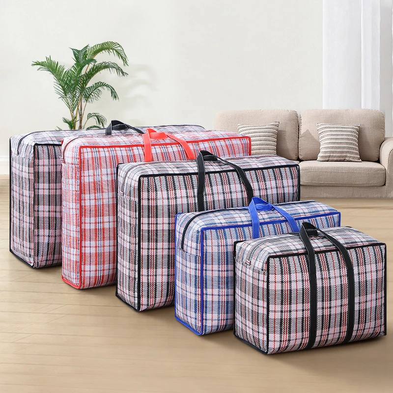 

Multifunctional Woven Bag Waterproof Moving Luggage Bags Portable Quilt Clothes Storage Bags Travel Organizer Large Capacity