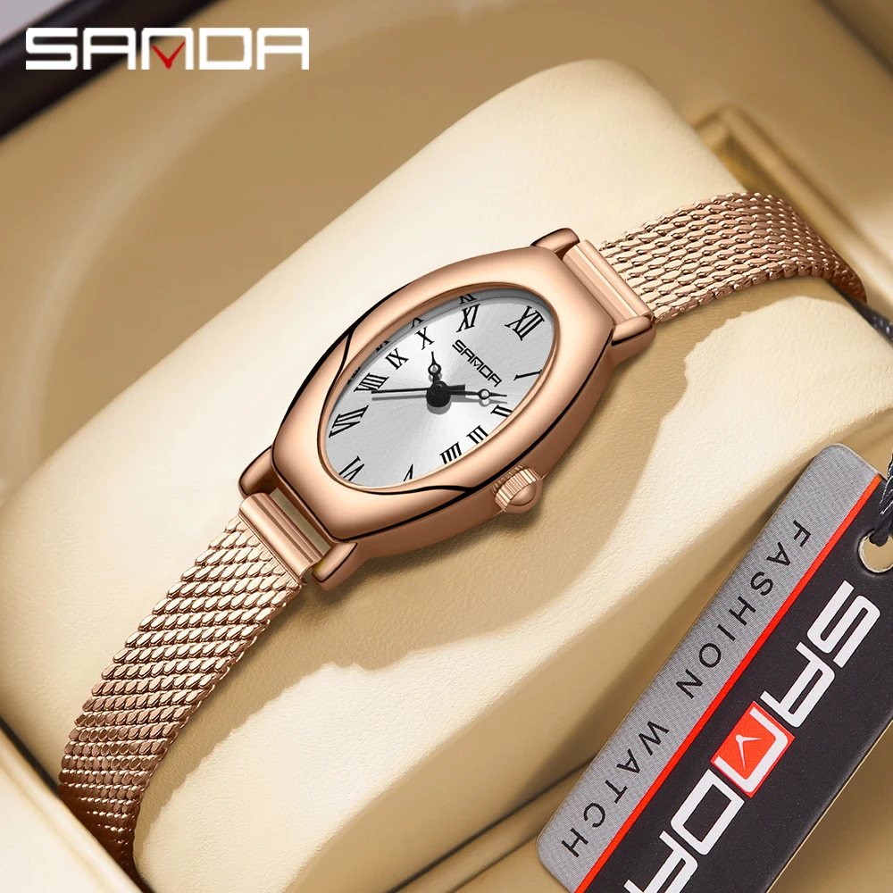 Sanda 1123 New Arrival Elegant Design Roman Number Square Dial Waterproof Quartz Movement Business Women Analog Wrist Watch 2023