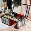 40 Slots Glass Lipstick Holder Dustproof Display Case Beauty Storage Box Luxury Makeup Organizer with Lid 3