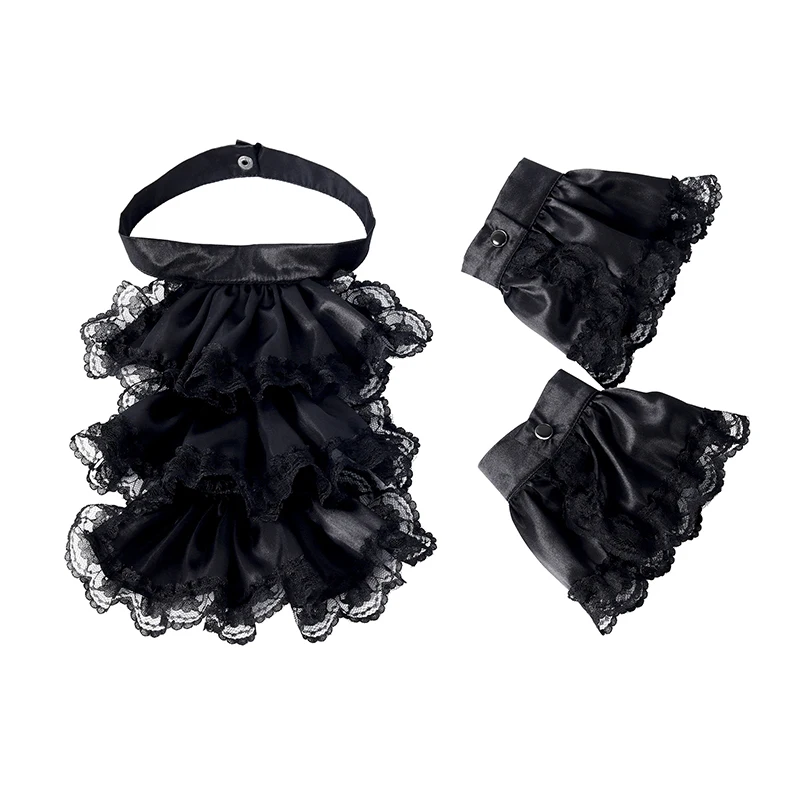 Abnehmbarer, gerüschter Spitzen-Fälschungskragen, Lolita-Krawatte, Schalkragen, Handgelenksmanschetten, geschichteter Halskragen, Krawatte, Clown, Cosplay-Ornamente – Detail 14