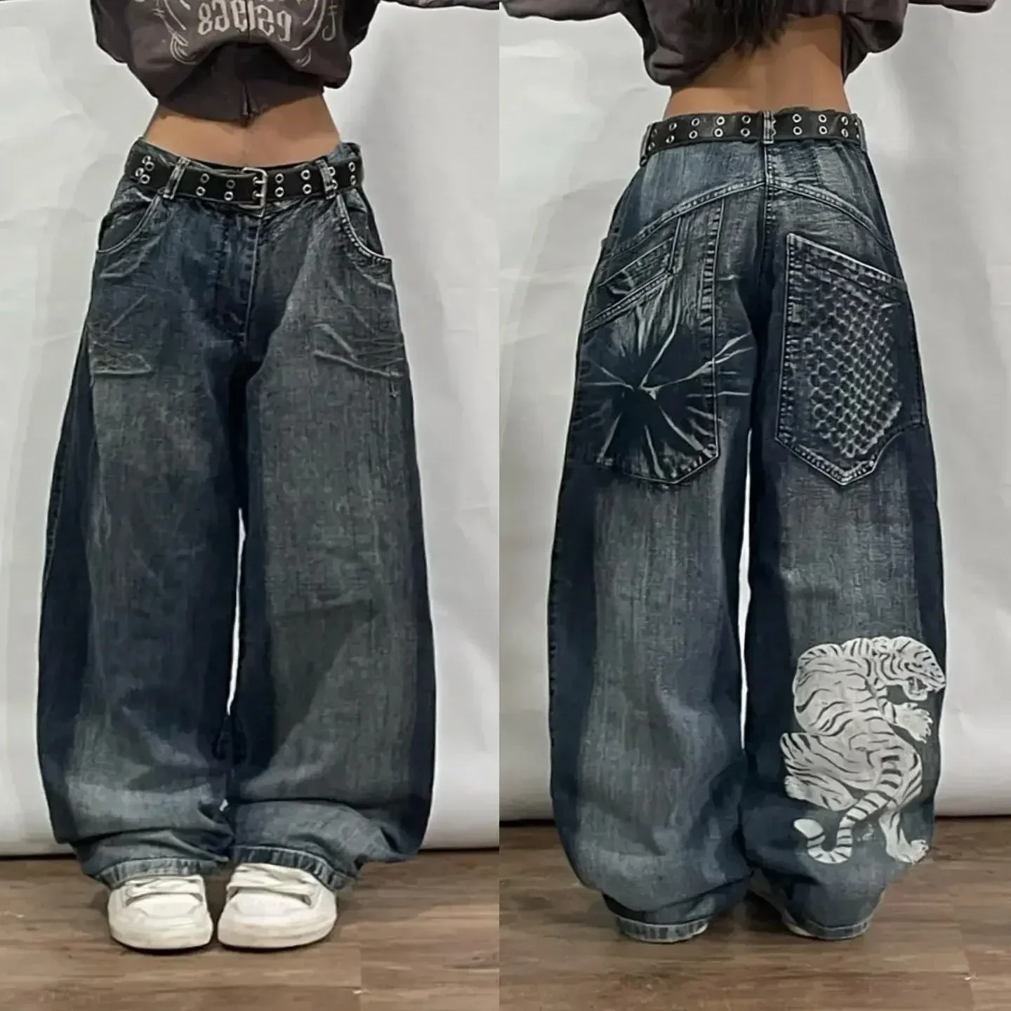 

Street Fashion Trend Washed Straight Jeans Men Y2K New Harajuku Casual Hip Hop Mopping Wide Leg Pants Unisex Loose Denim Trouser