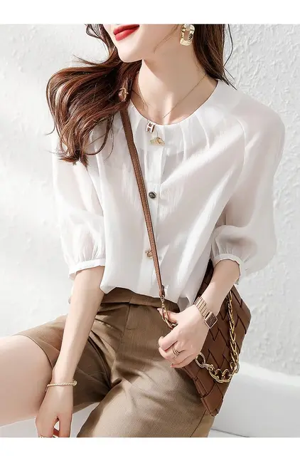 Blusa Manga 3/4 Mujer Blusa Holgada Con Manga 3/4 Para Verano