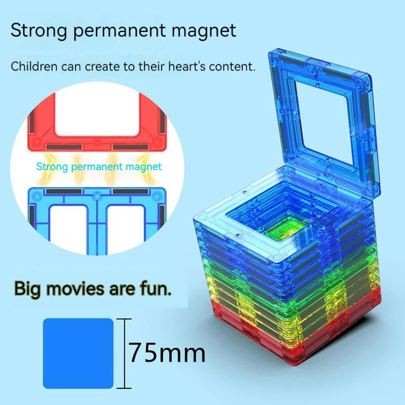 Magnetic Building Blocks Magnetic Assembly Toy 1set Multicolour Magnetic Assembly Set Model & Building Toy Diy Magnetic Blocks Tiles Montessori Versatility Toys For Kids Gift