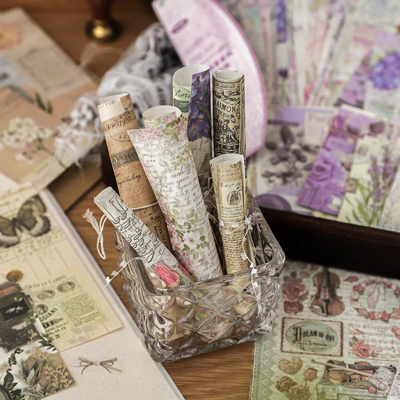 100 pcs Vintage Material Paper DIY Diary Album Background Paper Decoration Flower Butterfly Scrapbooking Junk Journal Supplies ﻿ 3