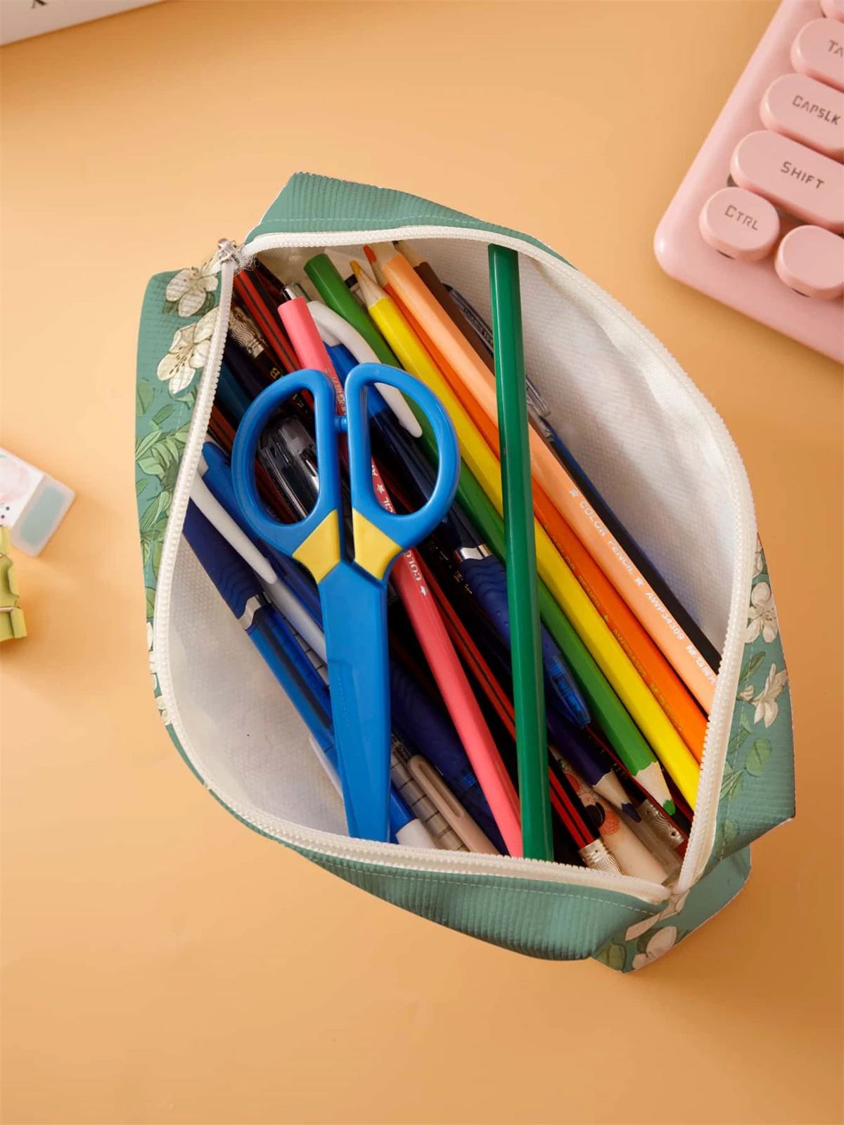 Small pencil case, large capacity pencil case, multifunctional stationery storage bag, student school organization supplies