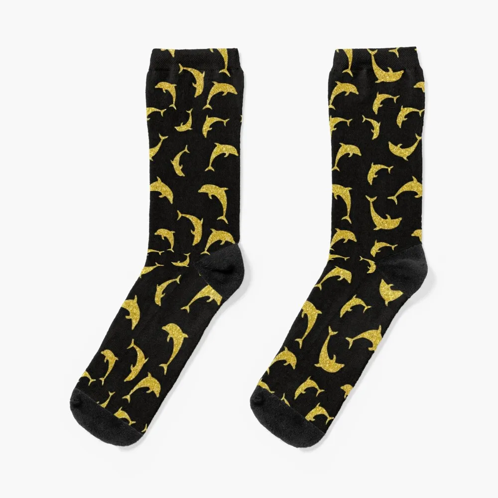 Dolphin gold glitter pattern Socks Female Cycling Socks