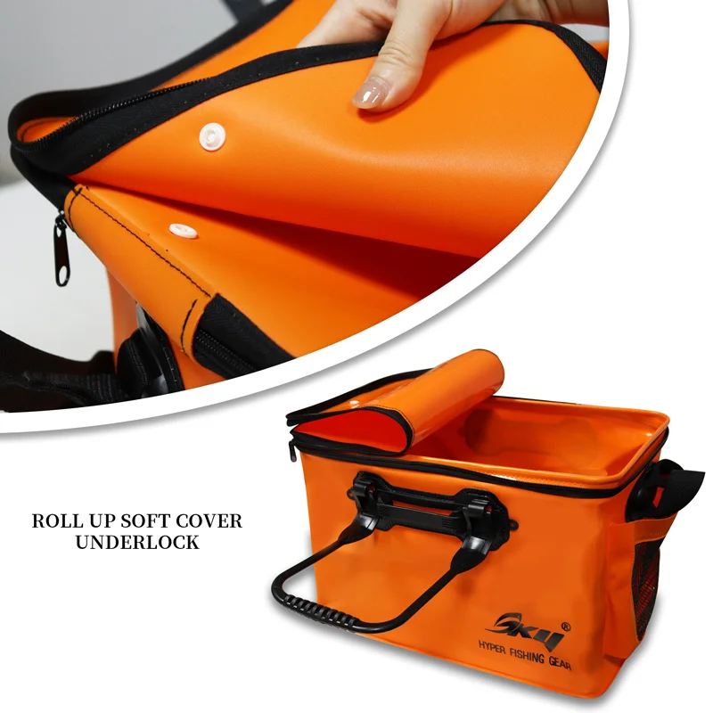 SKY Foldable Fishing Live Fish Bag Multi-functional Waterproof Large Capacity Tackle Storage Bag Thickened Bucket Bait Bags