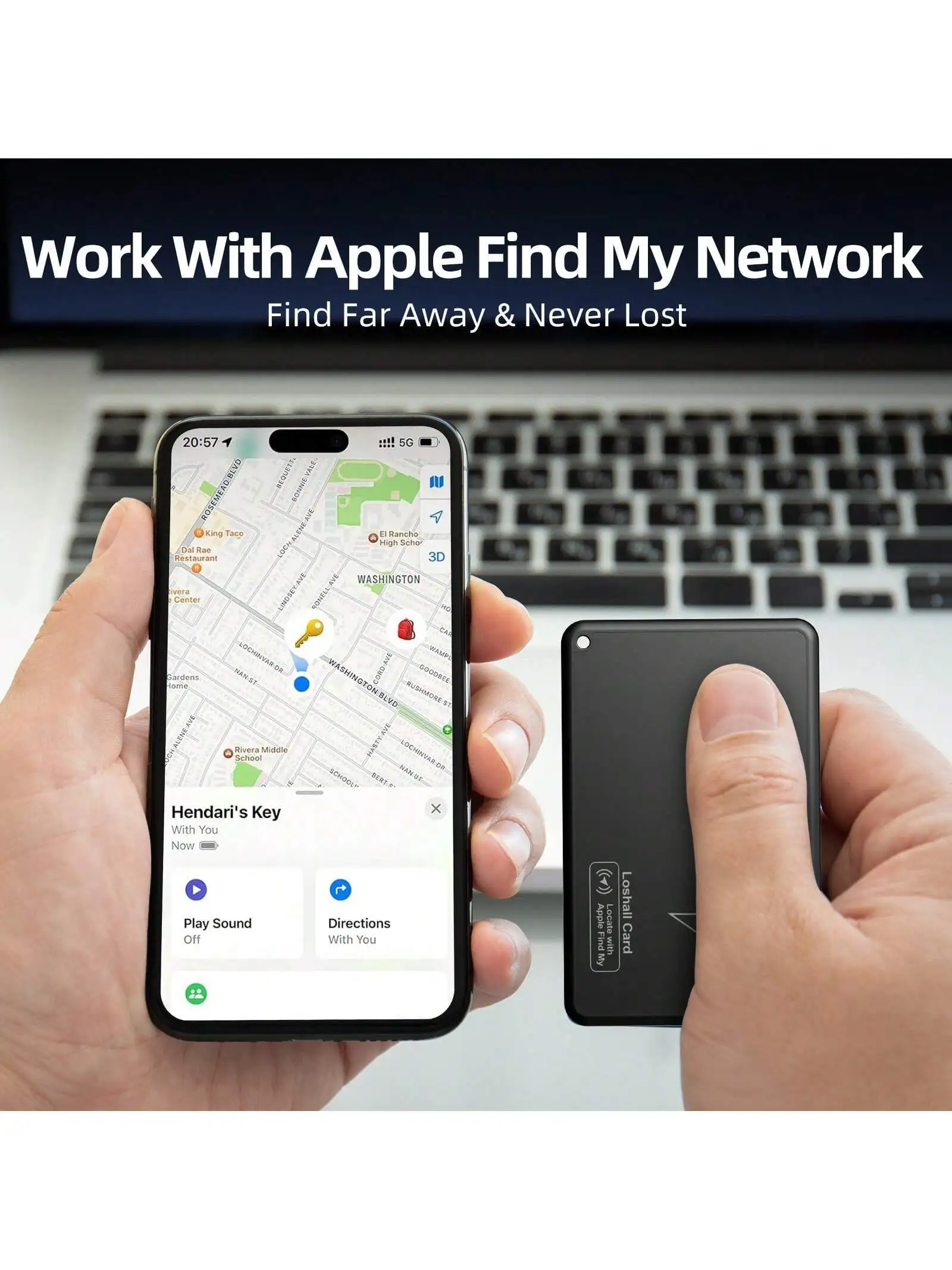 Ultra-Thin Smart Pocket Card,GPS Smart Wallet Finder Card, Works With Find My (IOS Only) ,Smart Bluetooth Locator For Phone, Lu