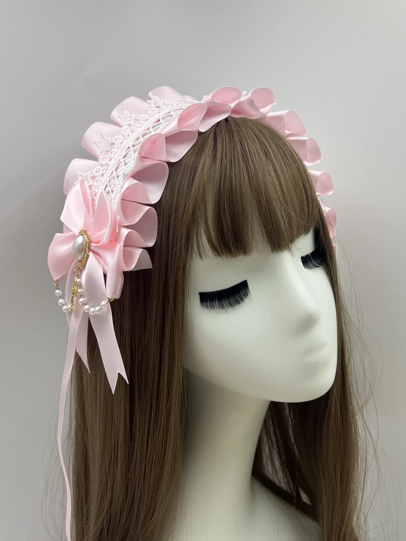 Frauen Gothic Lolita Breite Spitze Kopfschmuck Maid Spitze Handgemachte Vielseitige Haar Zubehör Nette Cosplay Stirnbänder Süße Haarnadel – Detail 1