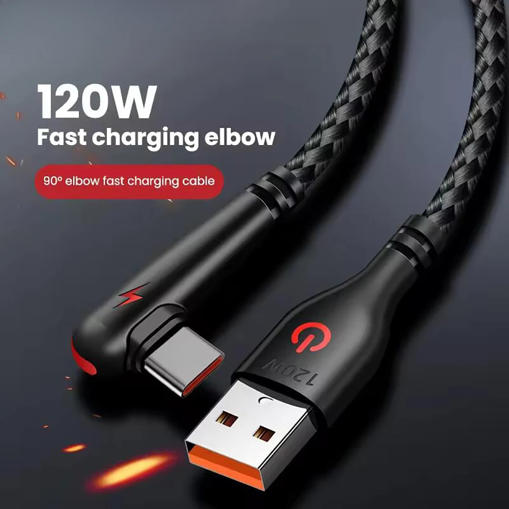 120W USB To Type C Weaving Data Cable PD Data Charging Cord For iPhone 15 Samsung Huawei Xiaomi 14 15 Type C Fast Charging Cable