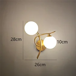Nordic Modern Iron Wall Lamp with Glass Ball Decor and LED Lighting (Gold right)