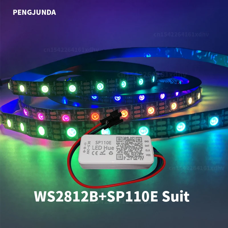 5V WS2812B Led Strip WS2812 30/60/144 Pixels/m RGB Individually Addressable LED Light With SP110E USB Bluetooth Controller Kit