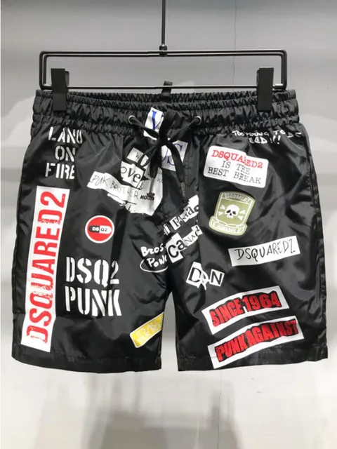 DSQ2 Men's Beach Shorts 2022 Summer New Fashion Casual Quick-Drying Beach Vacation Surfing Outdoor Sports Shorts Black