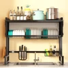 Over Sink Dish Drying Rack Kitchen Stainless Steel Drain Rack Multi Organizer Dust Proof Shelf Over Sink Bowl Plate Storage Rack 6