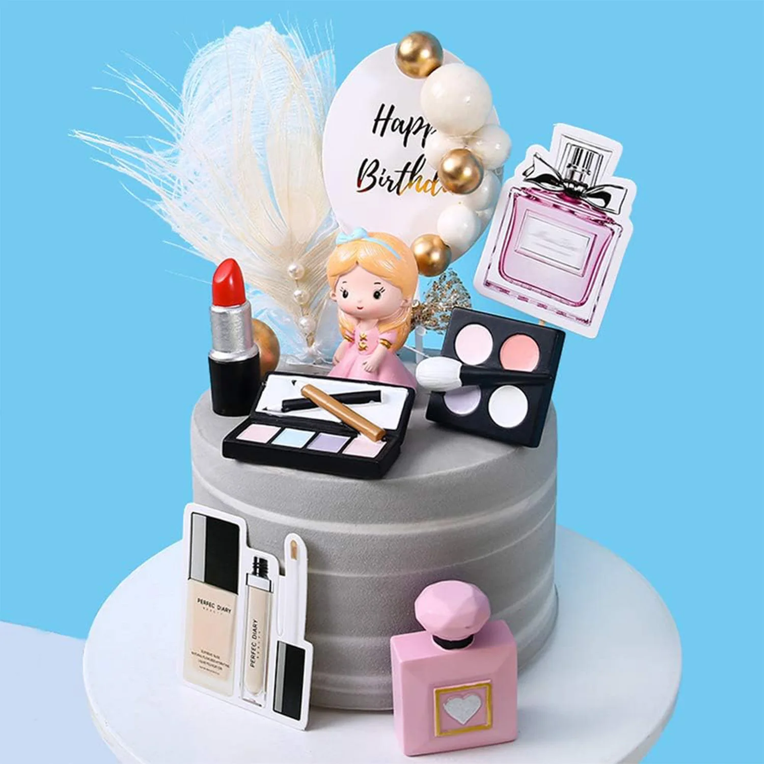 Topper Per Torta 25° Compleanno In Acrilico Glitter Oro Rosa, 15x11 Cm - 2