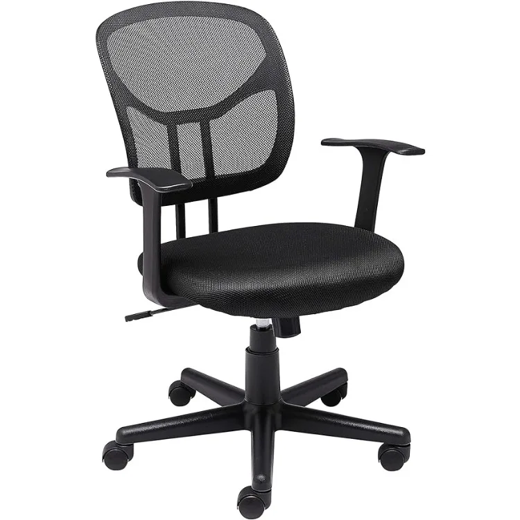 

Basics Mesh Mid-Back Adjustable-Height 360-Degree Swivel Office Desk Chair with Armrests and Lumbar Support,