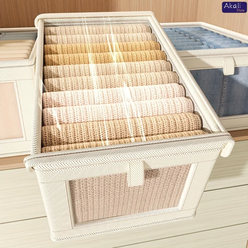 Foldable Canvas Storage Box with Clear Window for Home Organization