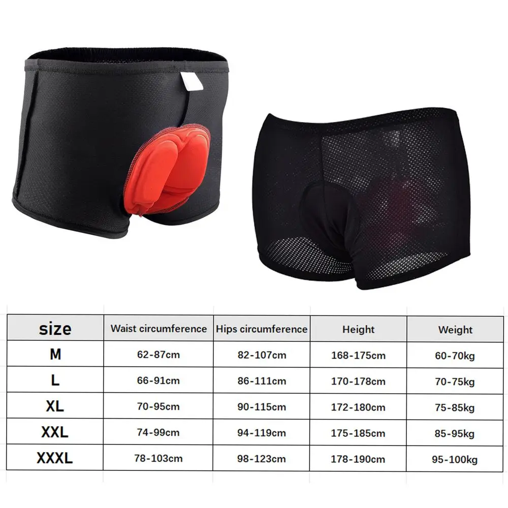 2Pcs 내구성 3D 패딩 사이클링 속옷 통기성 블랙 사이클링 반바지 충격 흡수 사이클링 바지 야외 사이클링
