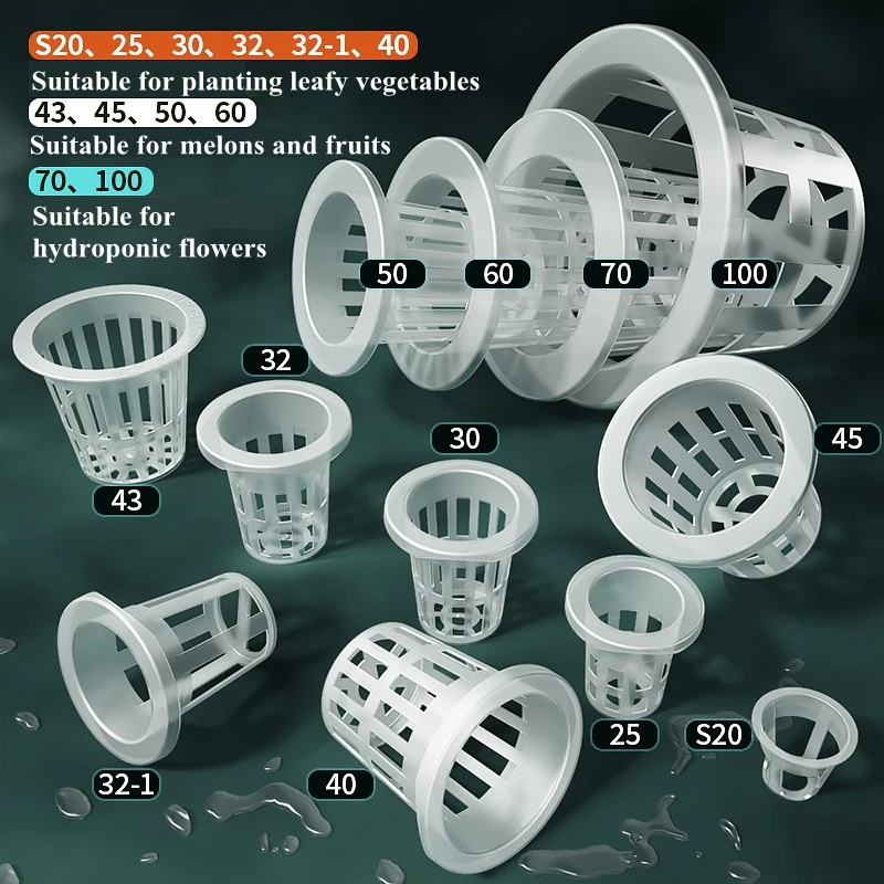 50Pcs Hydroponic Plant Pots Nursery Grow Net Cup Veg Soilless Grow