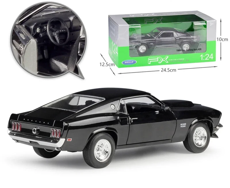 WELLY 1:24 Scale Diecast Car High Simulation 1967 Ford Mustang