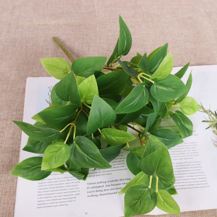 Artificial Leaves Plastic Fake Plants Put Bundle Balcony Garden Decor Simulation Green Plant Leaf Wedding Decoration Flowers