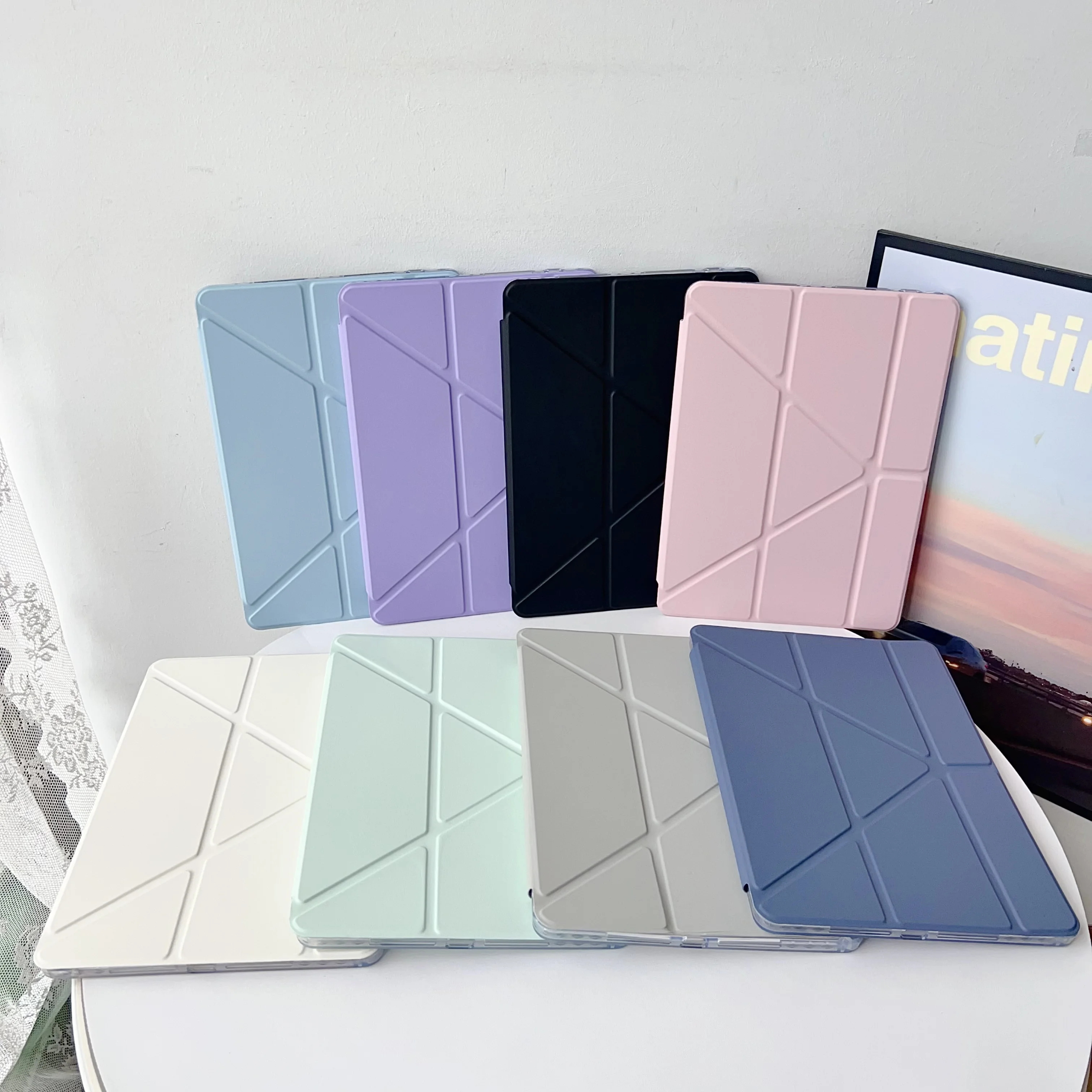 Premium Shockproof Acrylic Tablet Cover with Pencil Holder and Y-Fold Design