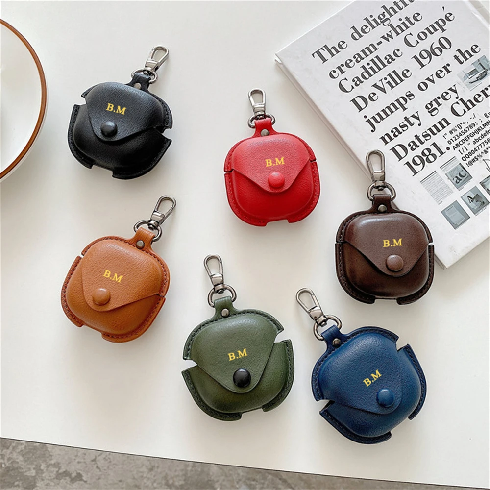Custodia Per Auricolari Con Bottone In Pelle Personalizzata Con Lettera Di Nome Personalizzata Di Lusso Per Samsung Galaxy Buds Live Cover Per Samsung