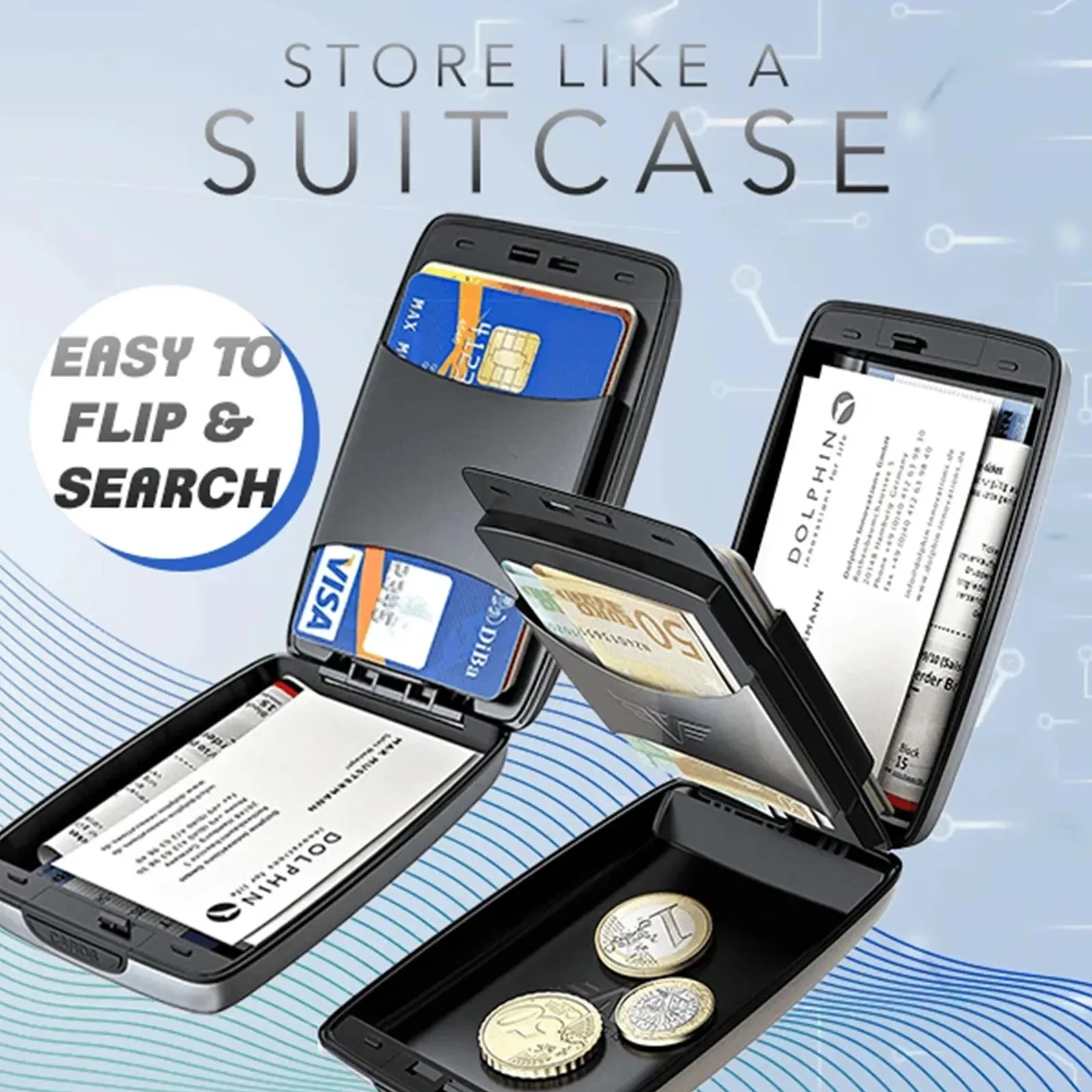 1pc Aluminum Alloy Electronics Organizer Bag Prevents RFID Scanning