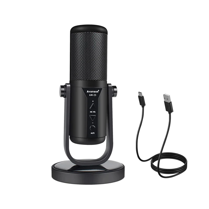 헤드폰 잭/음소거 USB 다이나믹 마이크, 녹음 스트리밍 게임용 마이크, PS4/PS5 Amplgame AM25