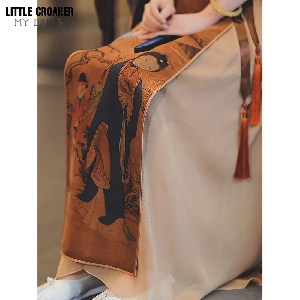 Women Hanfu Dress Chinese Style Improved Splicing Design Vintage Elegant Long For Woman Girl Portrait Of Lady Printed