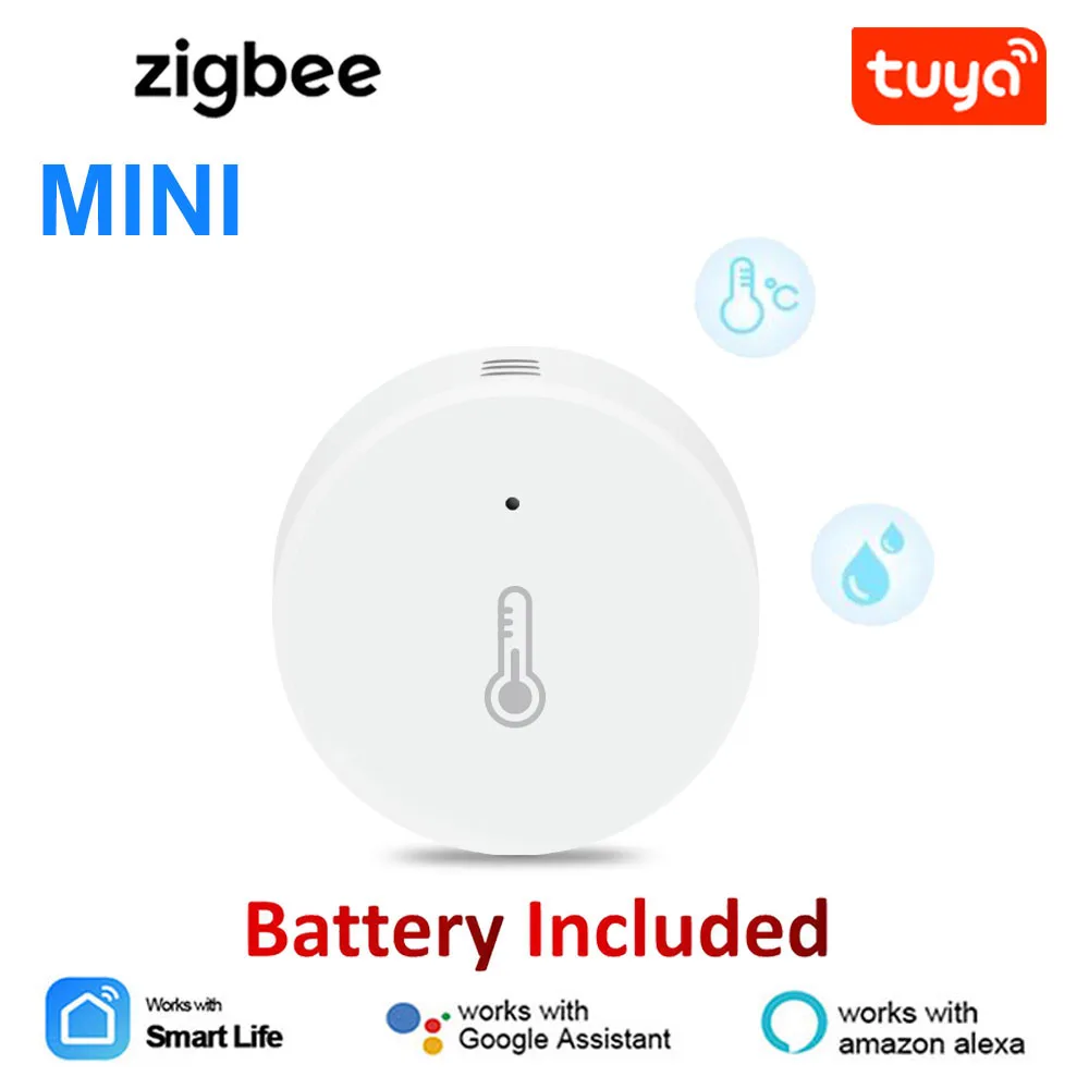 Tuya-Zigbee 3.0 Sensor de Temperatura e Umidade, Monitor Remoto, Por Smart Life APP, Alimentado por Bateria, Trabalhar com Alexa, Google Home