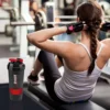 500ml Layered Protein Bottle Powder Shaker with Powder Storage Container Large Water Bottle Water Bottle with Wire Stirring Ball 6