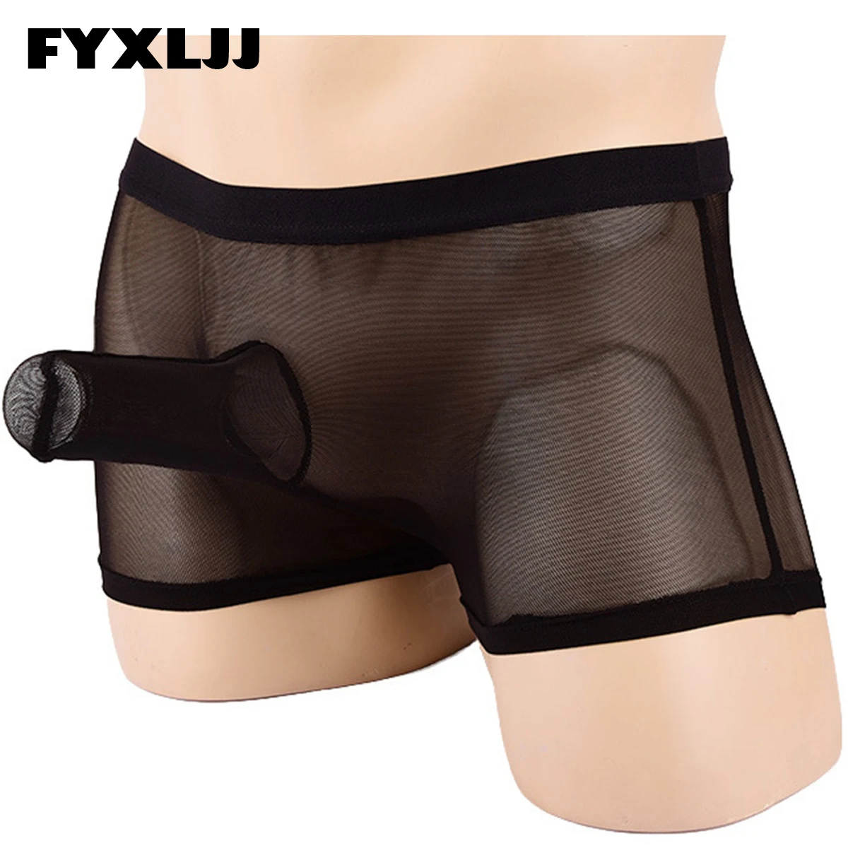 

FYXLJJ Long Elephant Nose Boxershorts Men Sexy Transparent Underwear Boxers Homme Solid Ice Silk Low-Rise Boxer Gay Sexy Panties