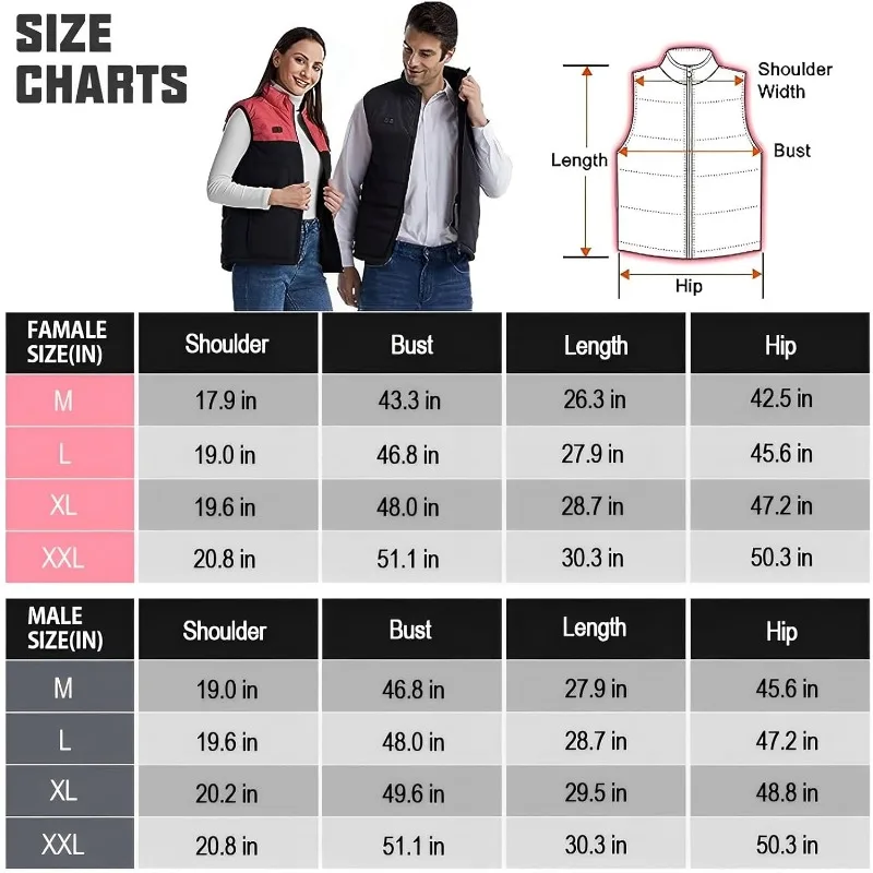 Women 9 Areas Heated Vest Jacket heating Cotton Vest Winter Electrically Heated Thermal Waistcoat for Hunting Hiking Warm Jacket