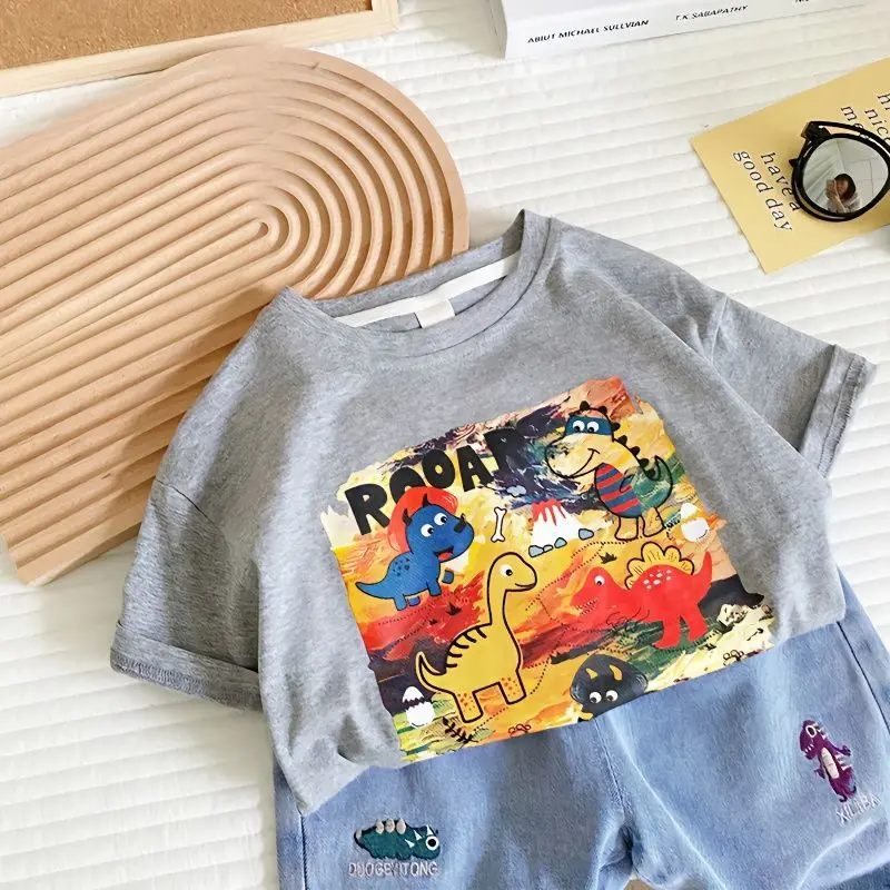 

Children T-shirts 2024 Summer New Cartoon Print Breathable Loose Casual Short Sleeved T-shirt Top for Boys and Girls