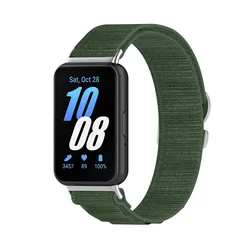 Adjustable Nylon Watch Strap - Soft Canvas Elastic Bracelet for Samsung Galaxy Fit 3 (Green)
