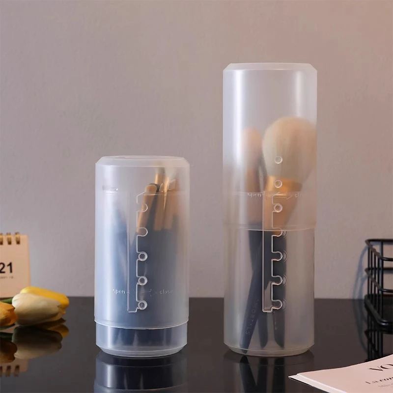 Transparent Plastic Makeup Brush Holder Travel Cosmetic Case Organizer Bag Cup Storage Waterproof Dustproof