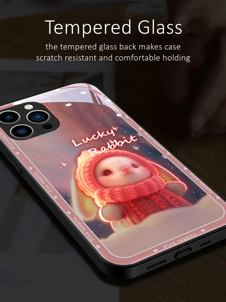 Kawaii Doll LED Light Glowing Luminous TPU Border Tempered Glass Phone Case for Xiaomi 11 12 13 Redmi K40 K50 K60 Pro Lite Ultra