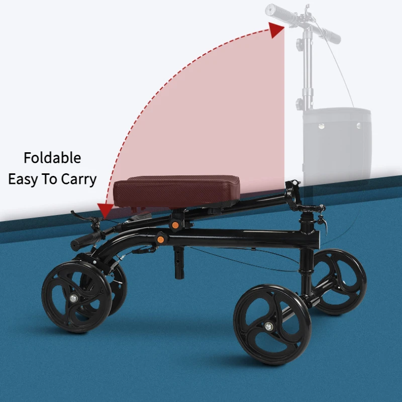 Fashion One-Leg Injury Knee Rollator Portable Foldable Can Sit And Push Rehabilitation Car Fracture Travel Artifact