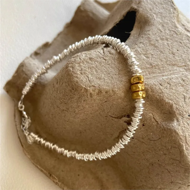 Silver Color Irregular Beads Bracelet for Women Ladies New Fashion 14k Gold Handmade Bead Chain Party Jewelry Gifts